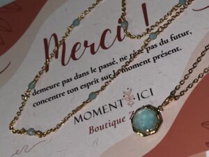 Collier Amazonite – Brise Marine, Argent Plaqué Or photo review