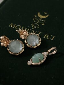 Boucles d'Oreilles Amazonite et Quartz – Danse des Étoiles, Argent Plaqué Or photo review