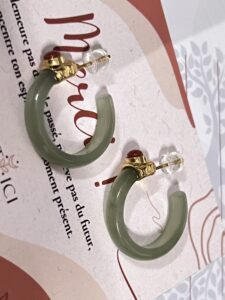 Boucles d'Oreilles Créoles Jade et Agate – Charme Antique, Argent Plaqué Or photo review