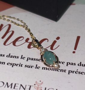 Collier Amazonite – Goutte de Bonheur, Argent Plaqué Or photo review