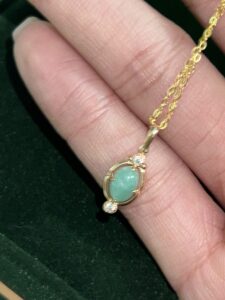 Collier Amazonite – Goutte de Bonheur, Argent Plaqué Or photo review