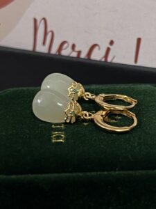 Boucles d'Oreilles Jade – Aura Apaisante, Argent Plaqué Or photo review