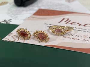 Boucles d'Oreilles Grenat – Flamme Royale, Argent Plaqué Or 10K photo review