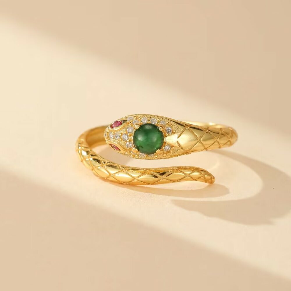 Bague Serpent – Serment de Jade, Argent 925