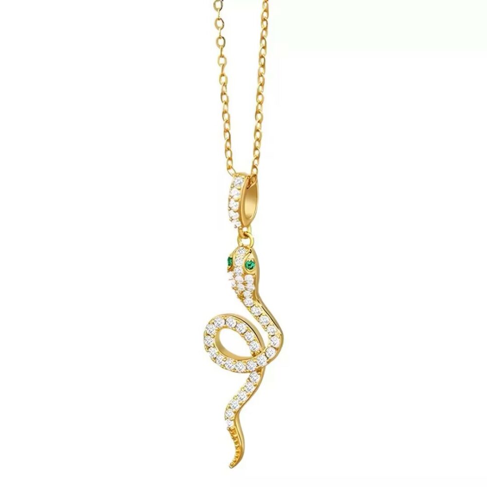 Collier Serpent Cristallisé – Charme Hypnotique, Argent 925