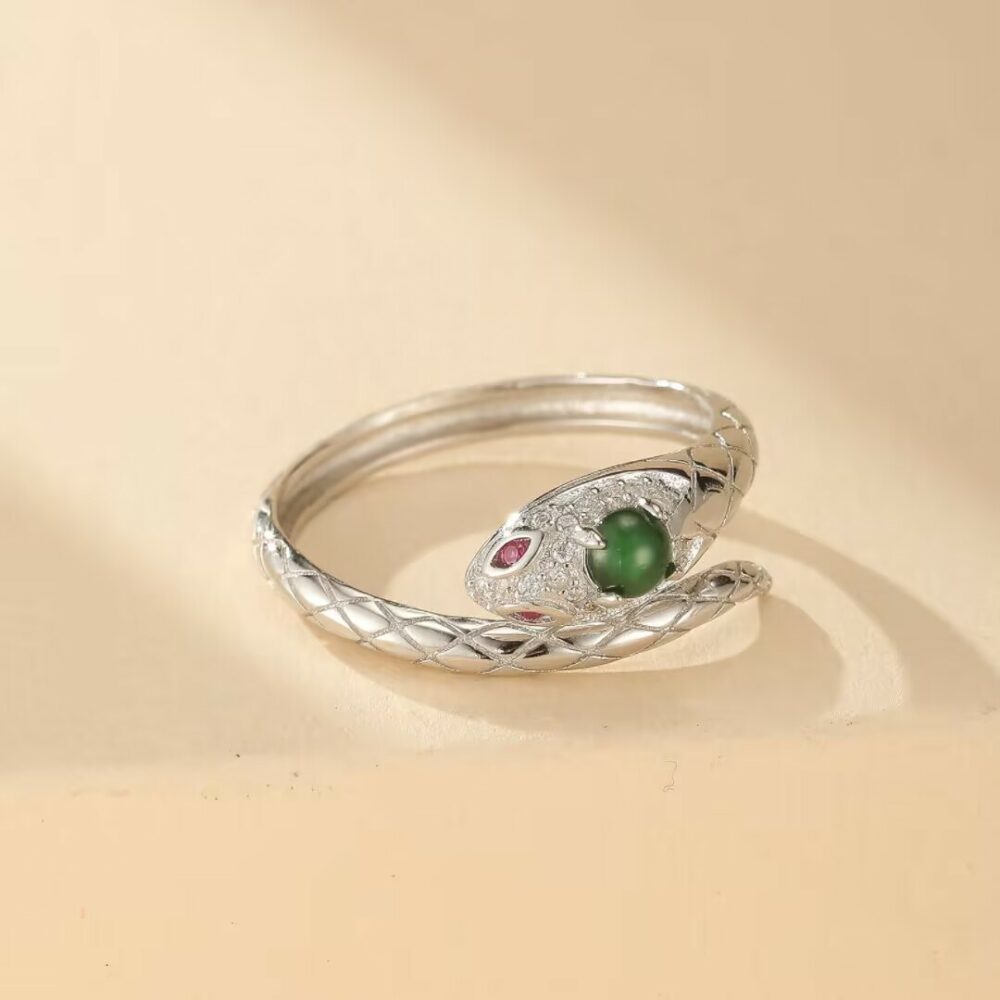 Bague Serpent – Serment de Jade, Argent 925