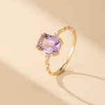 Bague Améthyste – Éclat Lilas, Argent Plaqué Or 14K