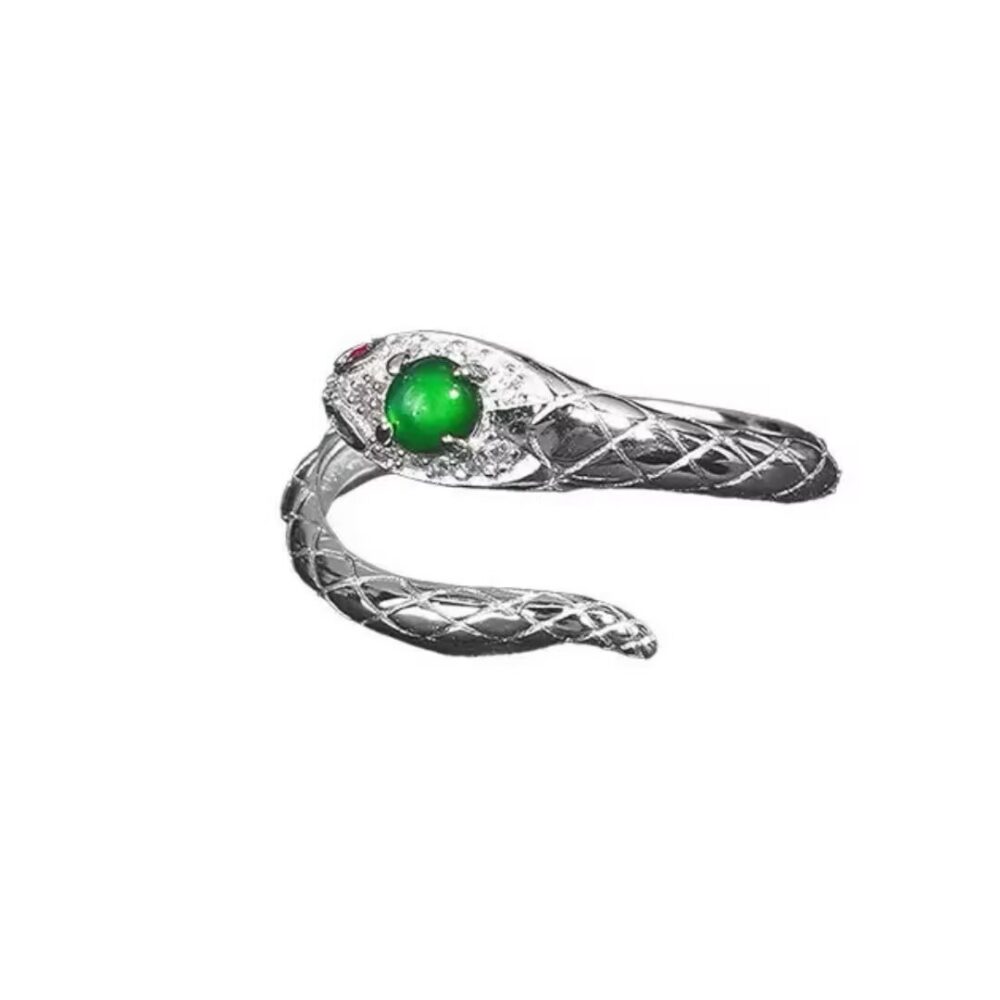 Bague Serpent – Serment de Jade, Argent 925