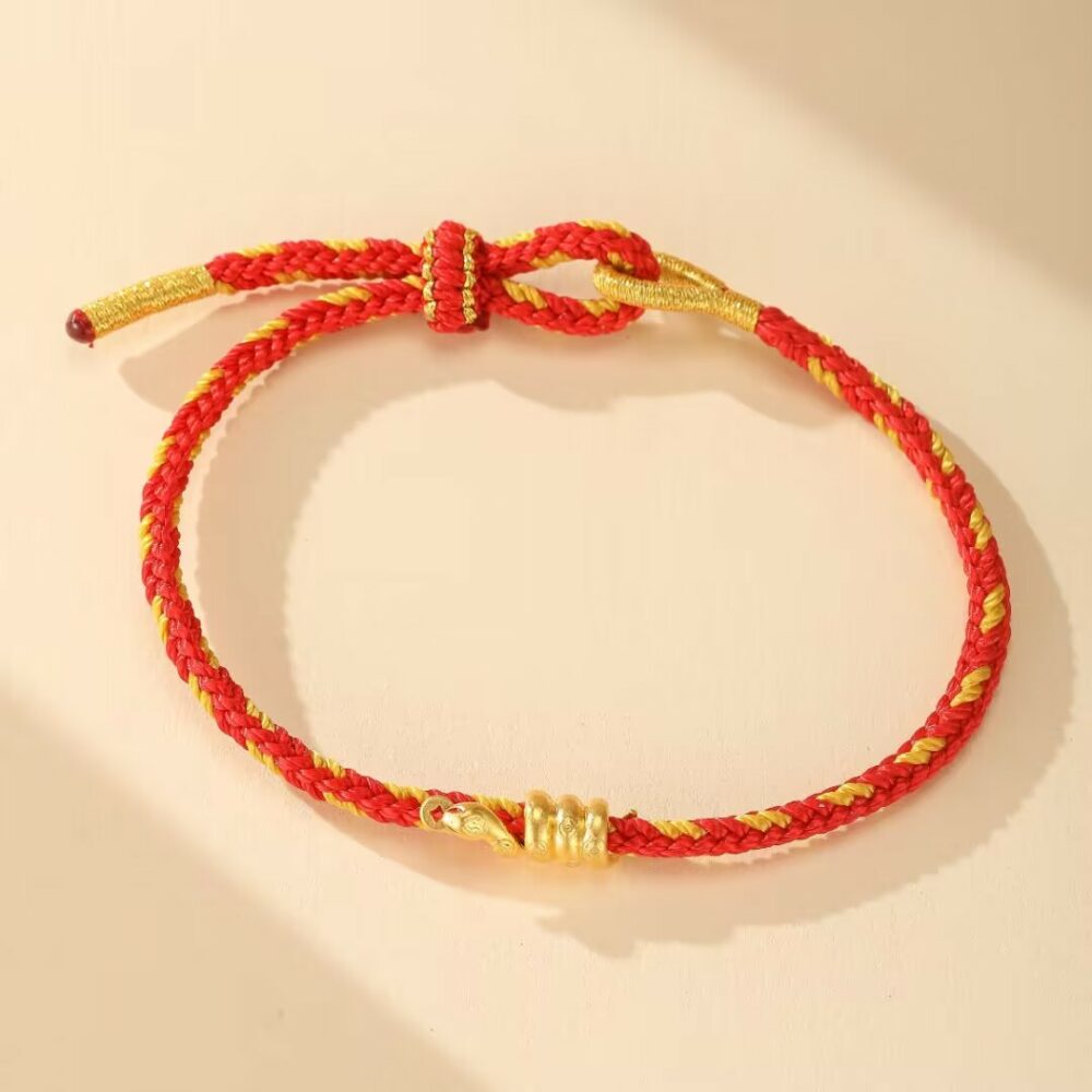 Bracelet Serpent Fil Rouge – Force de Vie, Or 24K