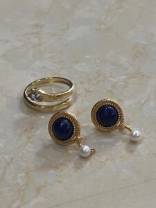 Boucles d’Oreilles Lapis Lazuli Serpent – Perle Lumineuse, Argent Plaqué Or photo review