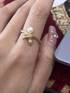 Bague Serpent Perle – Chant Opalin, Argent Plaqué Or photo review