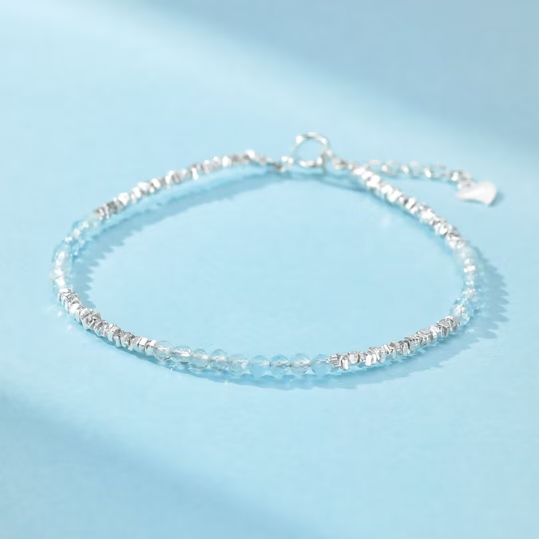 Bracelet Aigue-marine – Brume Matinale, Argent 925