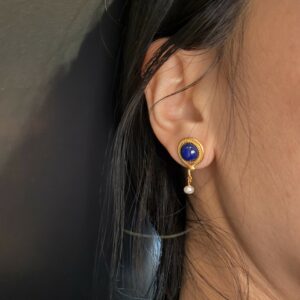 Boucles d’Oreilles Lapis Lazuli Serpent – Perle Lumineuse, Argent Plaqué Or photo review