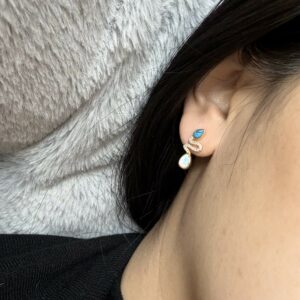 Boucles d'Oreilles Serpent Opale et Turquoise– Larmes de Lagon, Argent 925 photo review