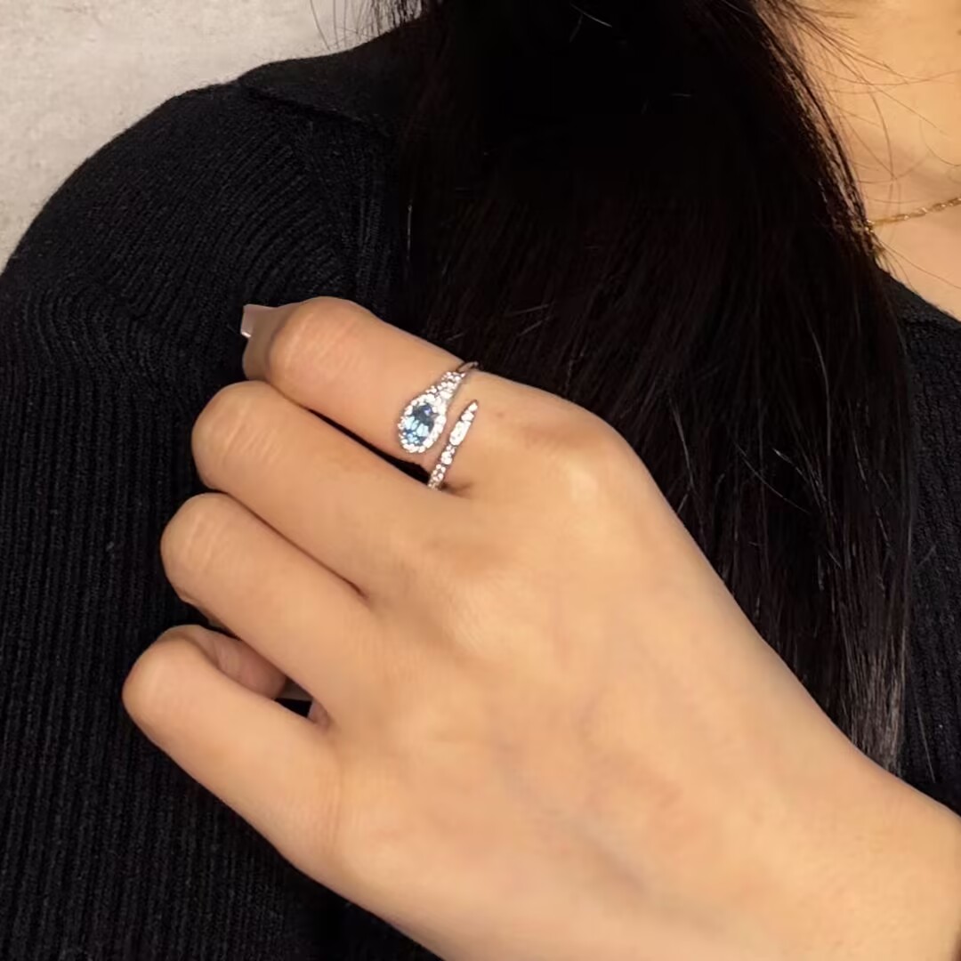 Bague Serpent Topaze – Étreinte Solaire, Argent 925