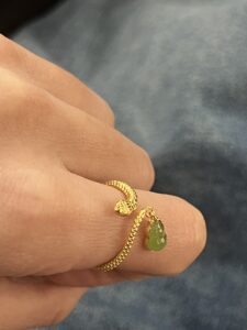 Bague Serpent et Jade – Harmonie Envoûtante, Argent Plaqué Or photo review