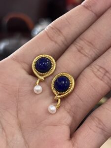 Boucles d’Oreilles Lapis Lazuli Serpent – Perle Lumineuse, Argent Plaqué Or photo review