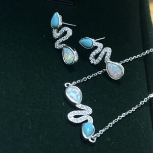 Boucles d'Oreilles Serpent Opale et Turquoise– Larmes de Lagon, Argent 925 photo review