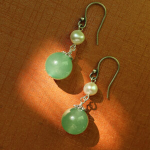 Boucles d'Oreilles Aventurine et Perle – Éclat Naturel, Argent photo review