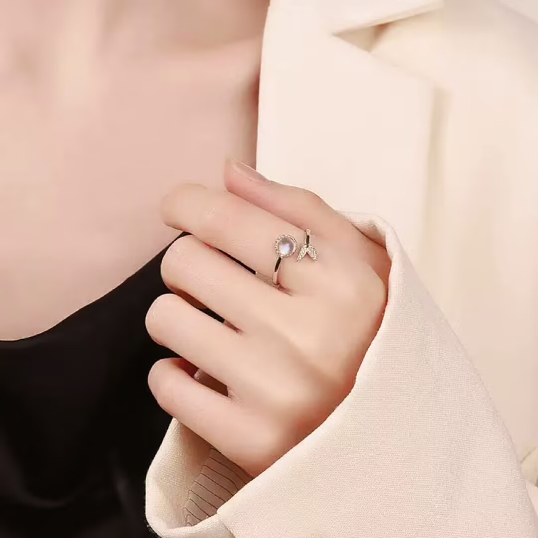 Bague Pierre de Lune – Brume Matinale, Argent