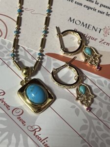 Boucles d'Oreilles Turquoise – Aura Protectrice, Argent Plaqué Or photo review