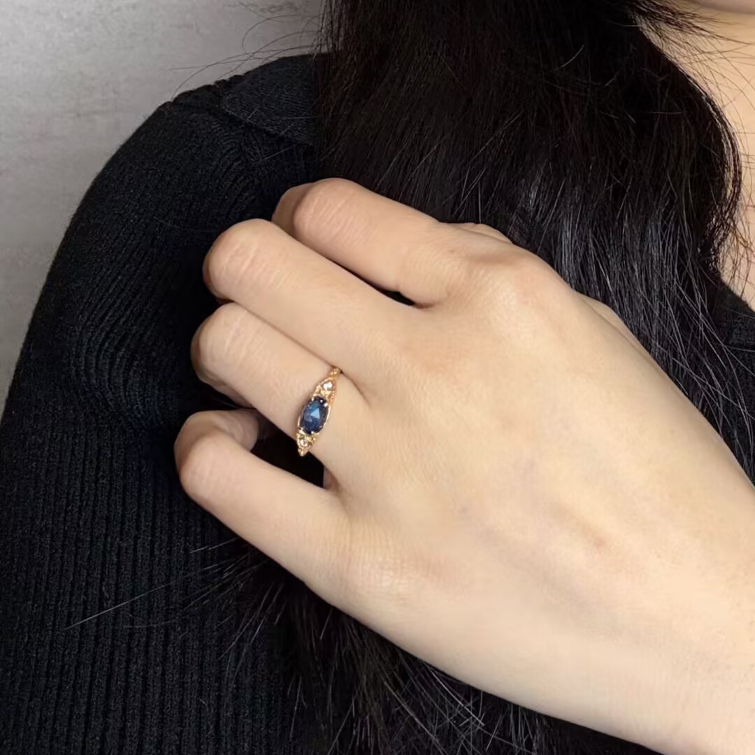 Bague Labradorite et Lapis Lazuli – Sagesse Astrale, Argent Plaqué Or