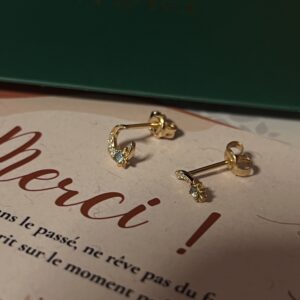 Boucles d’Oreilles Topaze – Danse Cosmique, Argent Plaqué Or 14K photo review