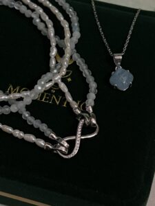 Collier Aigue-marine et Perles – Douceur Polaire, Argent 925 Plaqué Platine photo review