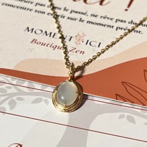 Collier Pierre de Lune – Charme Antique, Argent Plaqué Or 14K photo review