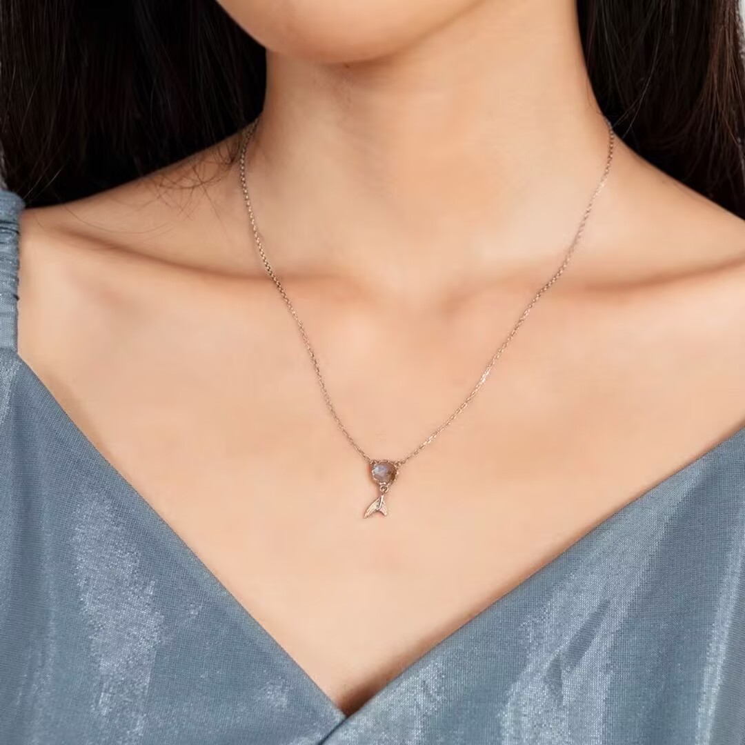 Collier Labradorite – Queue de Sirène, Argent