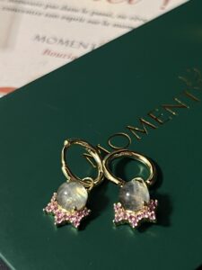 Boucles d’Oreilles Labradorite – Meow, Argent Plaqué Or photo review