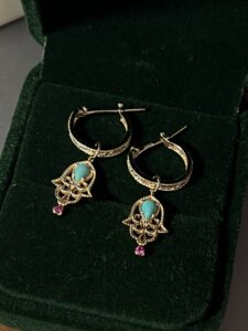 Boucles d'Oreilles Turquoise – Aura Protectrice, Argent Plaqué Or photo review