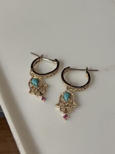 Boucles d'Oreilles Turquoise – Aura Protectrice, Argent Plaqué Or photo review