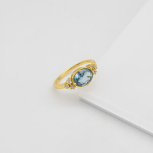 Bague Aigue Marine – Fleur de Mer, Argent Plaqué Or photo review