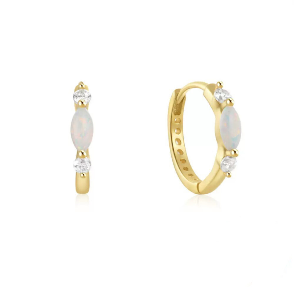 Boucles d'Oreilles Opale – Halo Intemporel, Argent