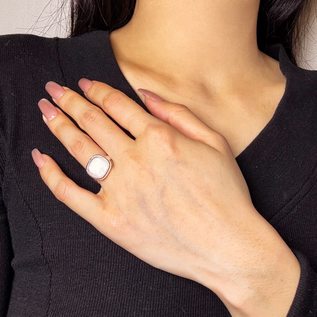 Bague Cristal de Roche – Aura Carrée, Argent