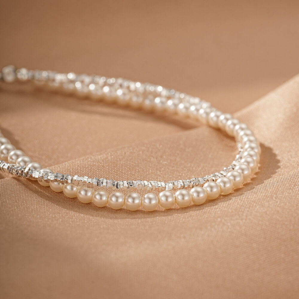 Bracelet Perle – Double Éclat, Argent