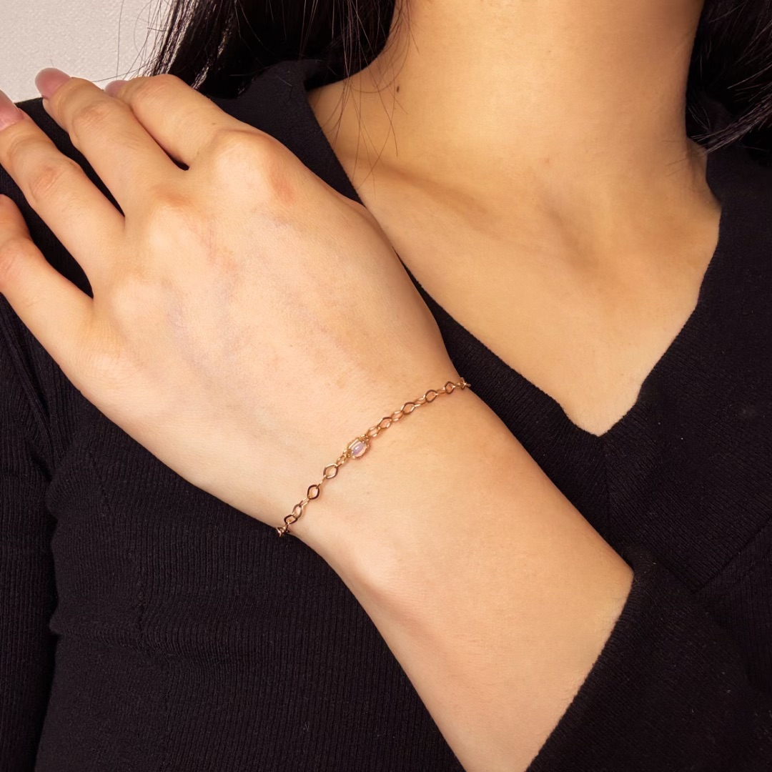Bracelet Opale – Lien Précieux, Argent Plaqué Or