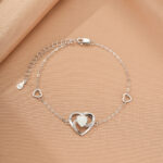 Bracelet Opale – Cœur Éternel, Argent