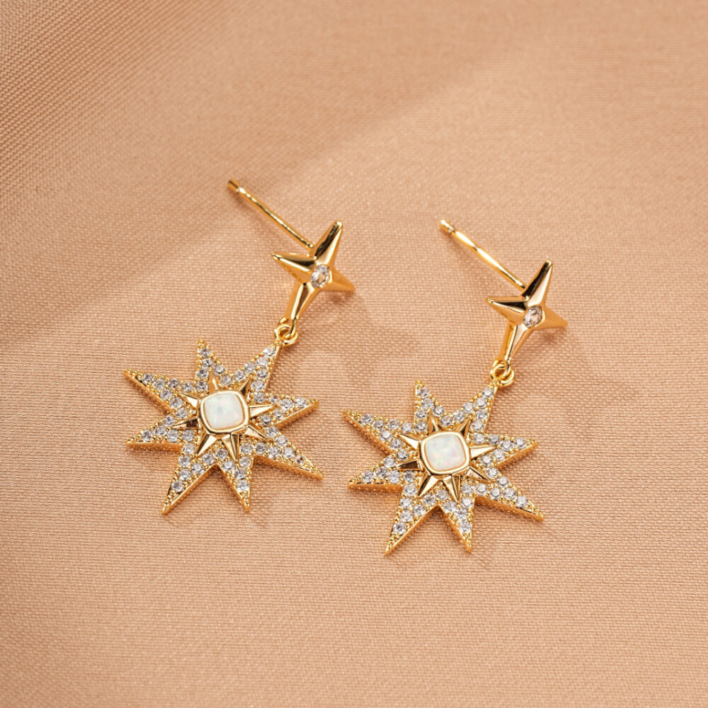 Boucles d'Oreilles Opale – Lune Étoilée