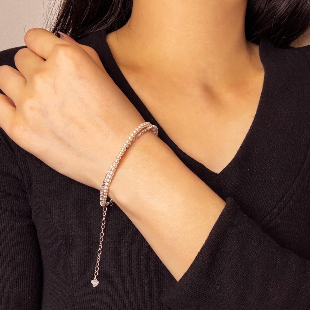 Bracelet Perle – Double Éclat, Argent