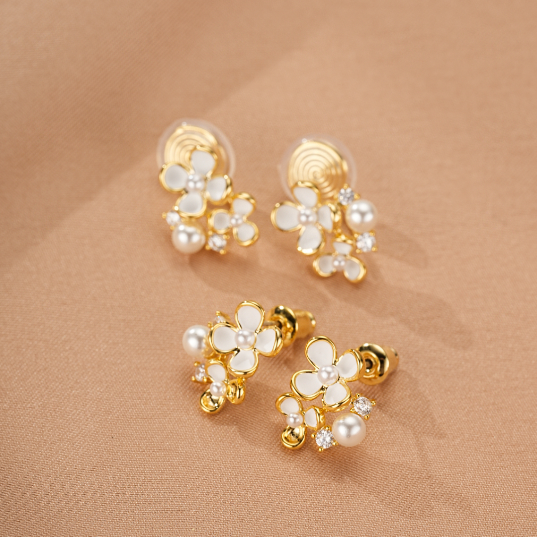 Boucles d'Oreilles Perle – Éclat Floral