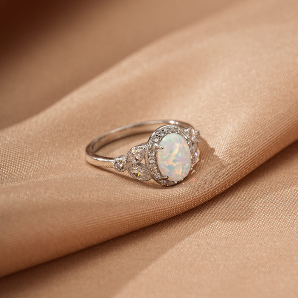 Bague Opale – Aura Royale, Argent