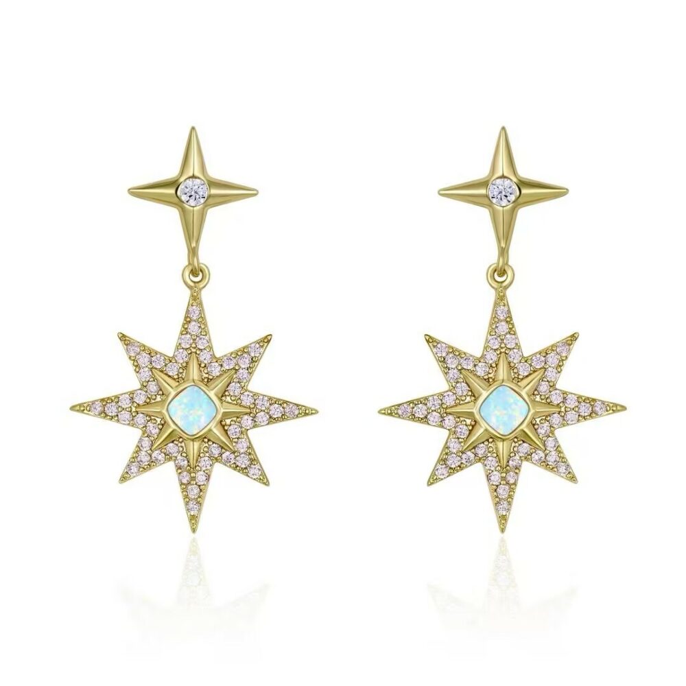 Boucles d'Oreilles Opale – Lune Étoilée