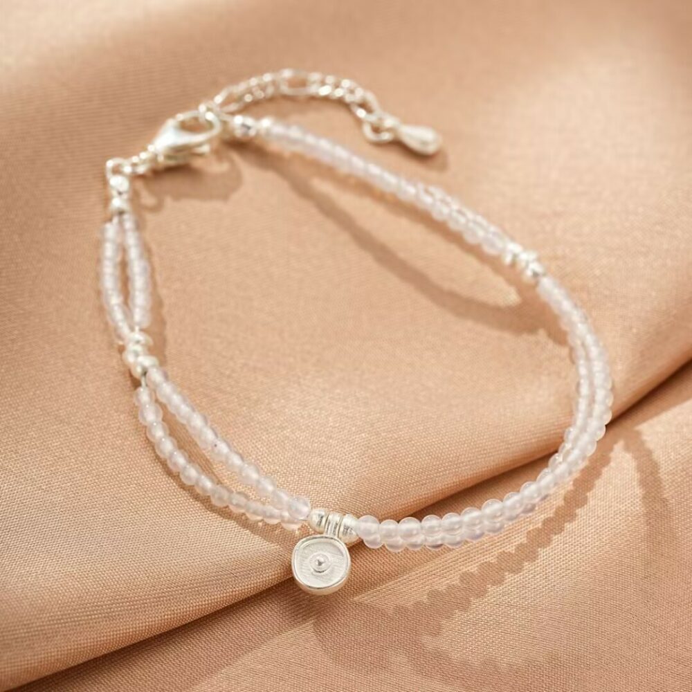 Bracelet Cristal de Roche – Goutte Discrète, Argent
