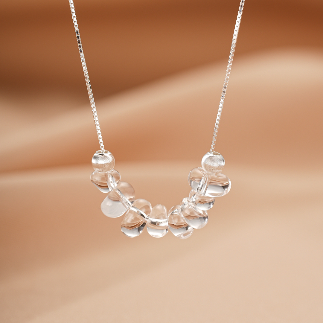 Collier Cristal de Roche – Aura Claire, Argent
