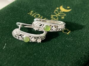 Boucles d'Oreilles Jade – Élégance Impériale, Argent Plaqué Or photo review