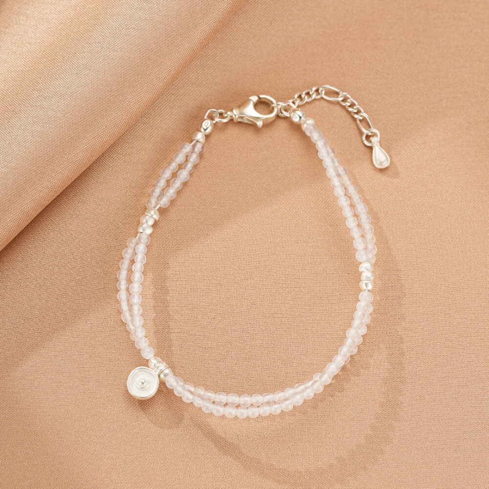 Bracelet Cristal de Roche – Goutte Discrète, Argent