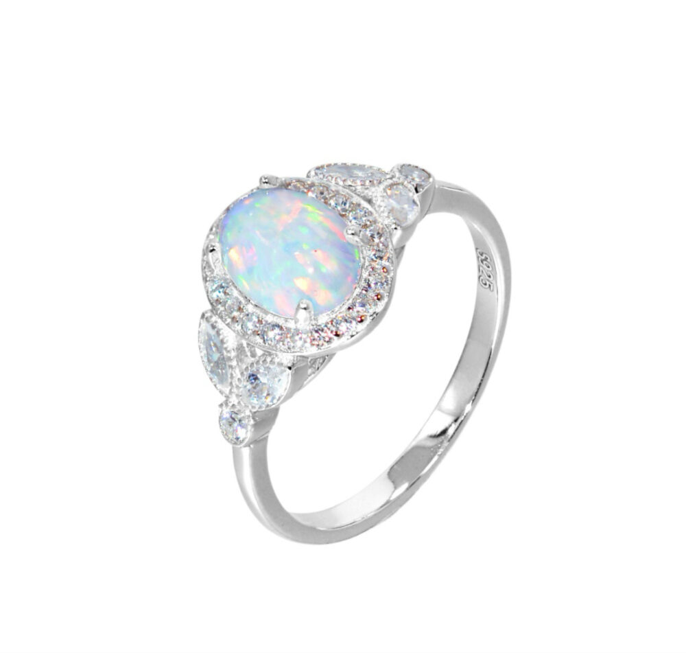 Bague Opale – Aura Royale, Argent