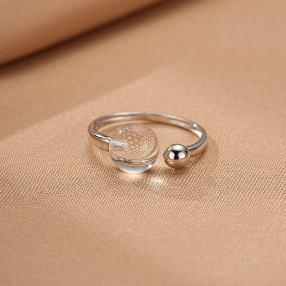 Bague Cristal de Roche – Sphère de Lumière, Argent